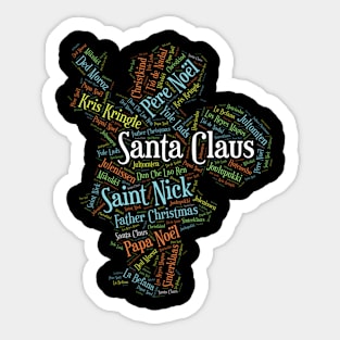 Santa Claus Wordcloud for Darker Backgrounds Sticker